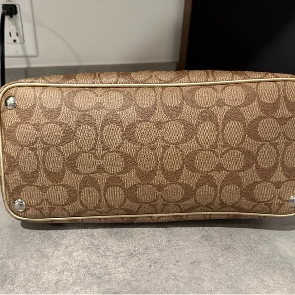 Coach Peyton Signature Cora Domed Satchel Handbag 24606 Gold/Brown! GUC!! - Picture 5 of 12